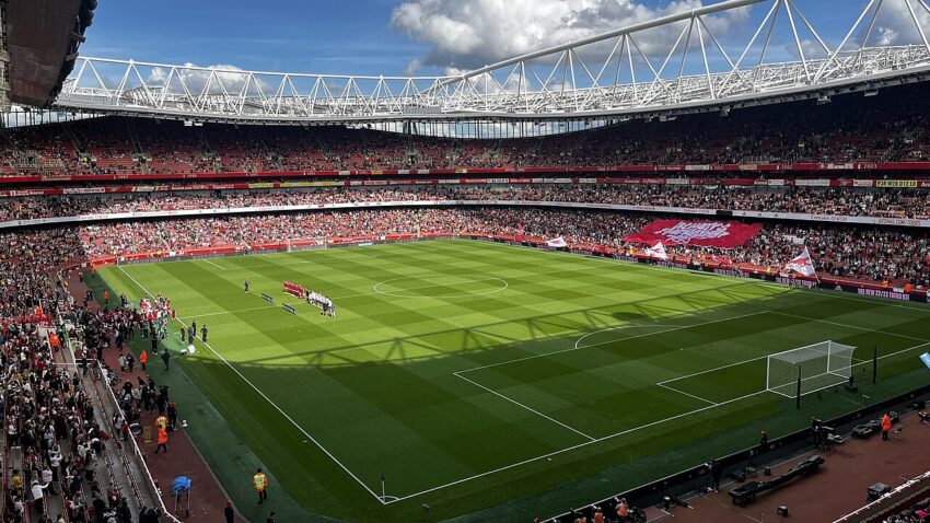 Arsenal Women player in red shirt at Emirates Stadium