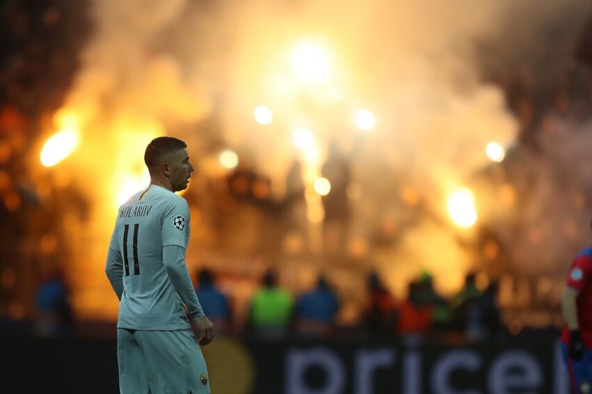 Aleksandar Kolarov in Roma kit during a match