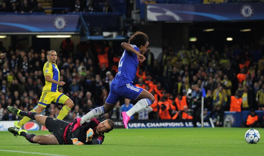 Chelsea goalkeeper in action during a match