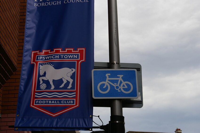 Ipswich Town Football Club banner on Westgate Street