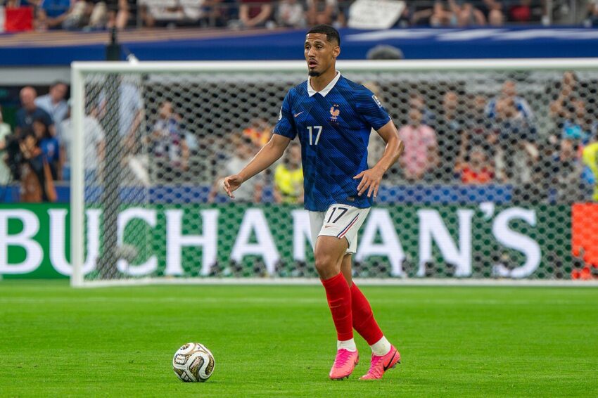 William Saliba in France kit during World Cup match