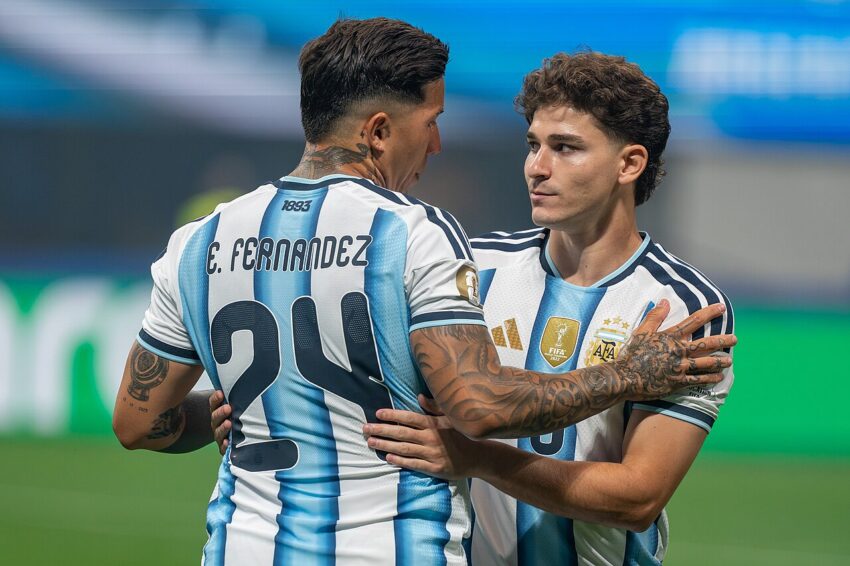 Enzo Fernandes and Julian Alvarez representing Argentina