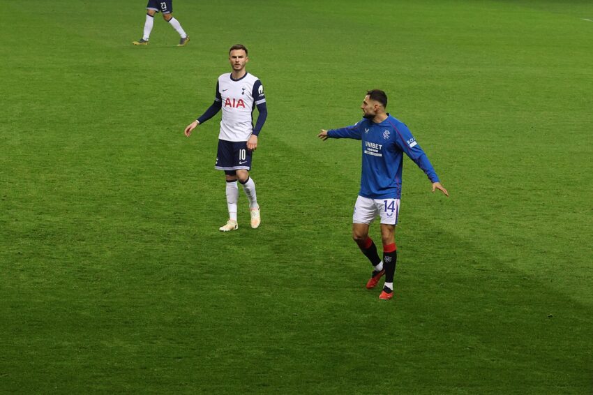Rangers versus Tottenham presenting James Maddison