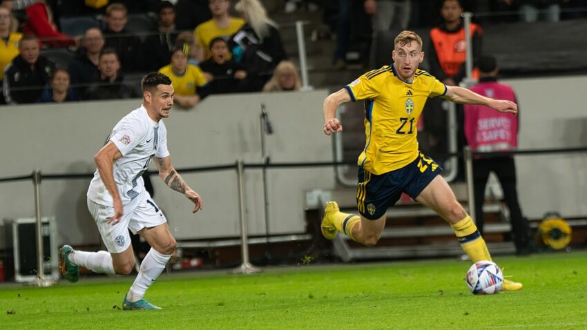 Dejan Kulusevski playing Slovenia versus Sweden Nations league 2022