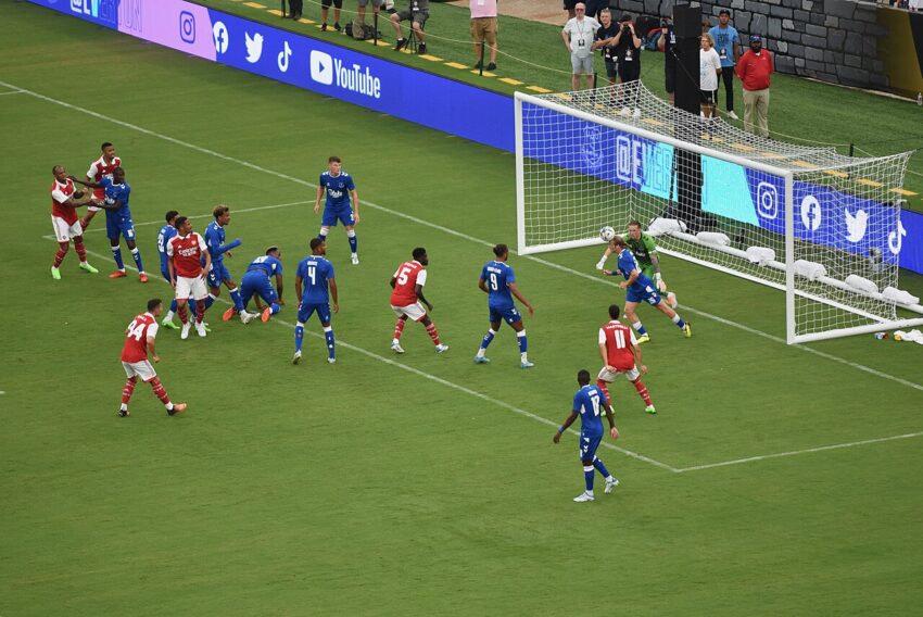 Arsenal squad playing football