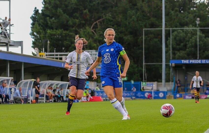 Chelsea women's players celebrate during match in Sydney